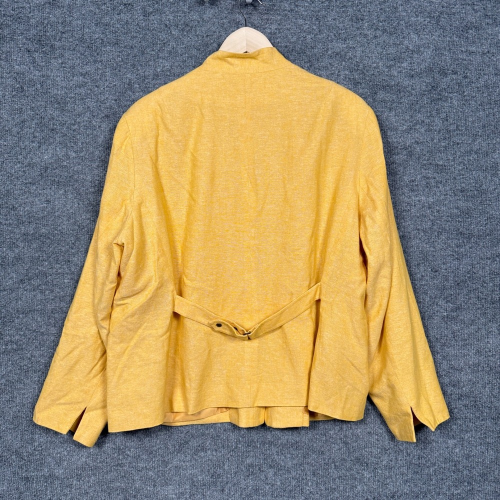 Coldwater Creek Size W20 Shirt Shacket Mustard Yellow Linen Rayon Zip Pocket - Picture 2 of 9